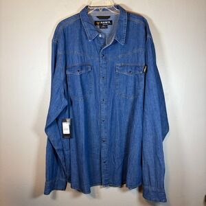 Hawx Work Gear Mens XXL Denim Long Sleeve Western Work Shirt Blue HF18W5-BLU NWT
